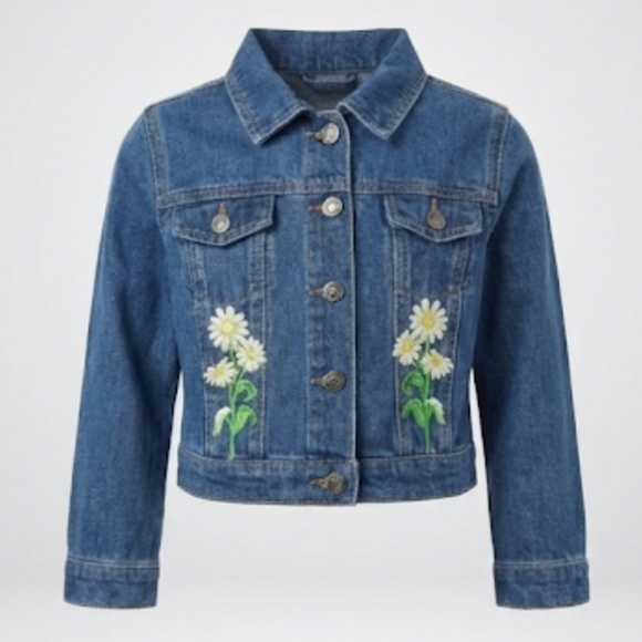 Nannette Other - Kids - Denim Jacket with Floral Embroidery Size 4